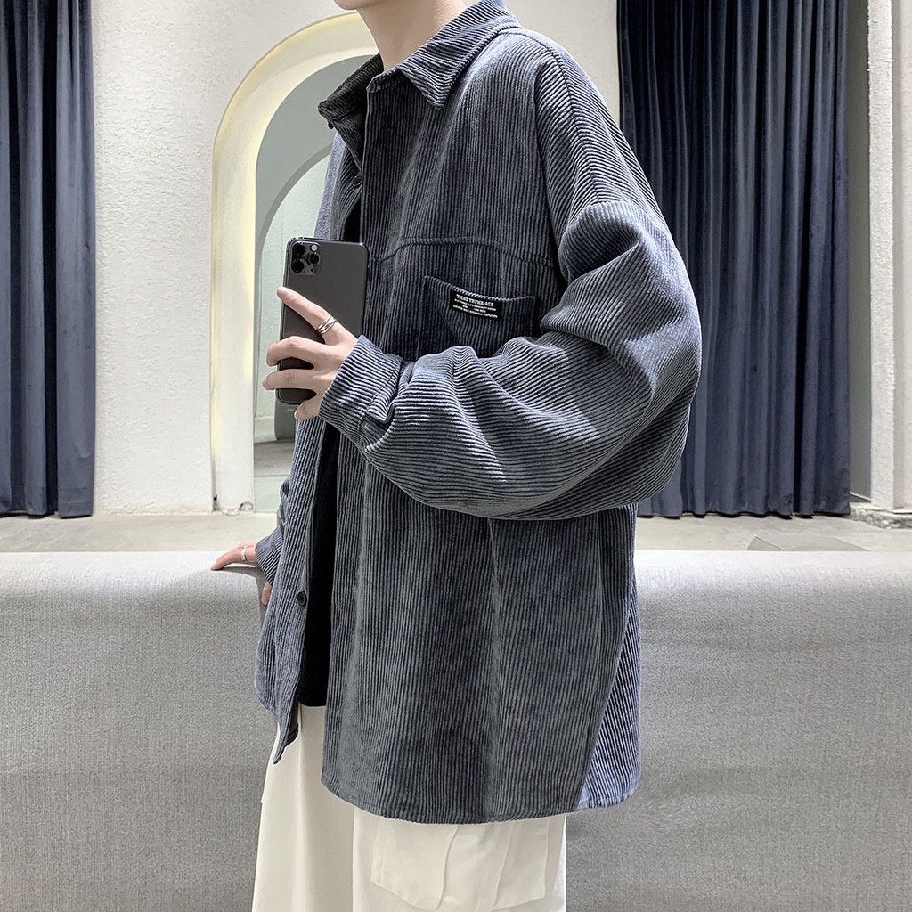 kemeja pria corduroy Corduroy jaket pria dalam kemeja versi Korea trend versatile casual loose autum