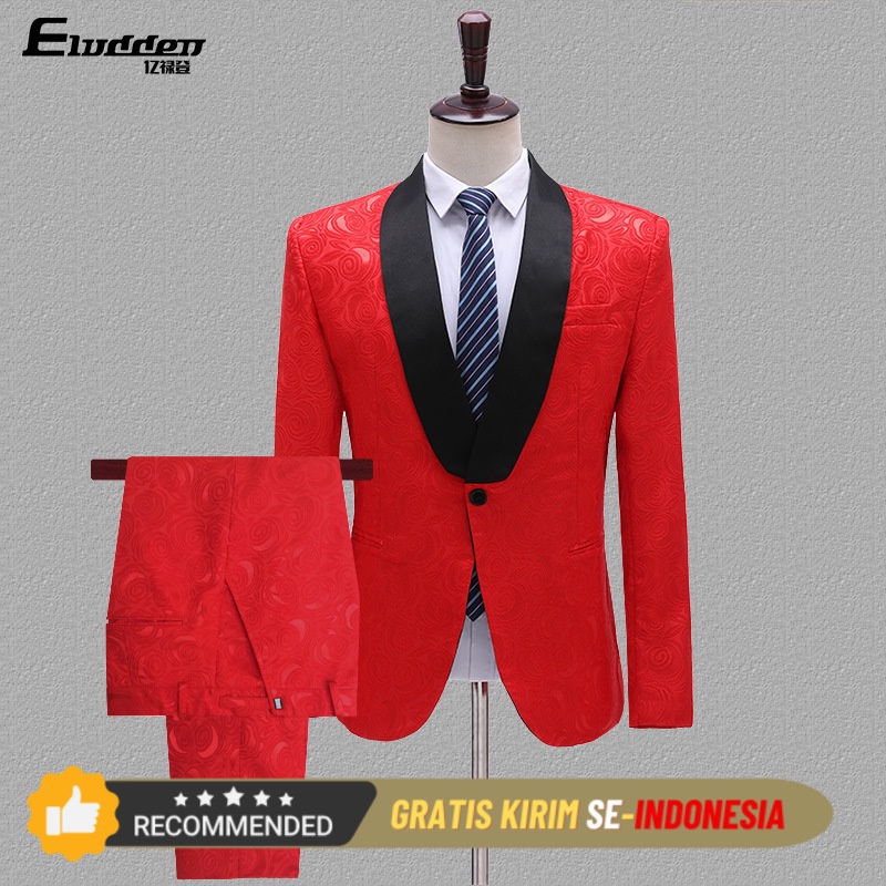 Jas Pesta Pernikahan Pria Premium Import Pakaian pertunjukan, pakaian jacquard pria dewasa, penyanyi