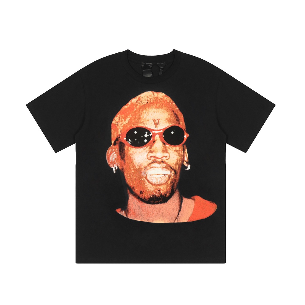 VLONE JERRY Rodman Airbrush BLACK  White Co menandai T-shirt lengan pendek