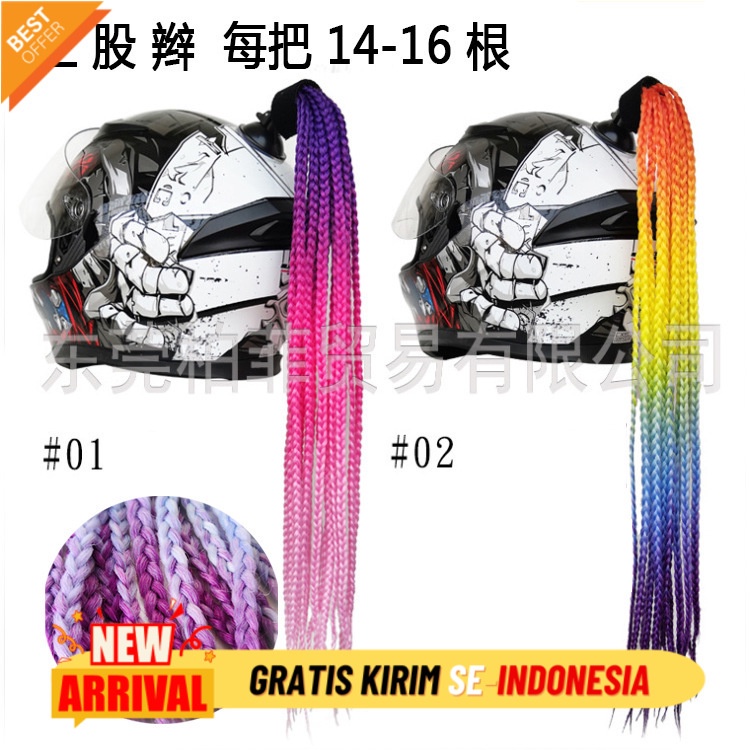 Wig Rambut Palsu Helm Motor Import Helm baru dengan banyak rambut, helm sepeda motor dengan rambut k