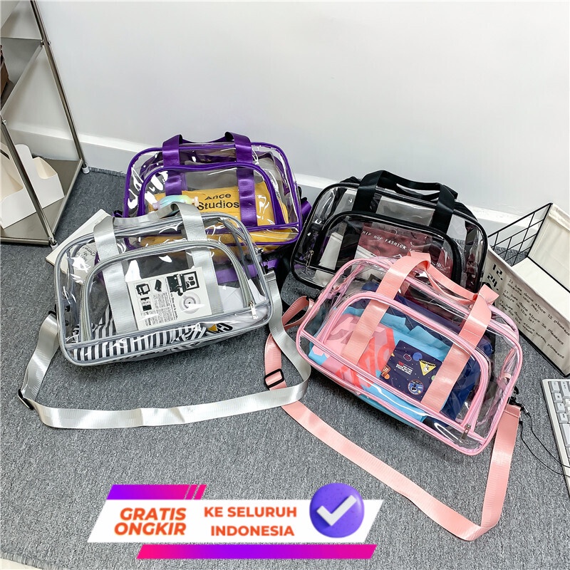 Tas olahraga yag Kapasitas besar Tas perjalaa PVC traspara Kecocoka peyimpaa tas patai