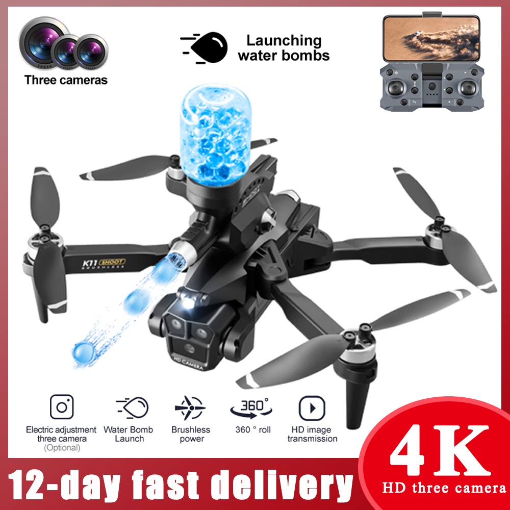 Drone K11Max dengan fotografi udara Dron 4K HD Tiga kamera 360° Penghindaran Obstacle Flow Optical Q