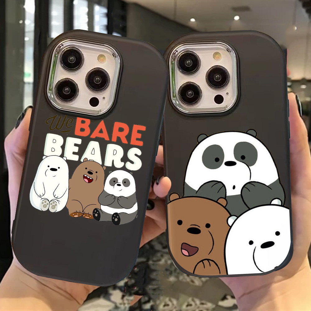 O-21 Cute Bears Hitam Silikon Casing untuk Realme 11 Pro C11 N53 C55 C67 C65 C63 C61 Note 50