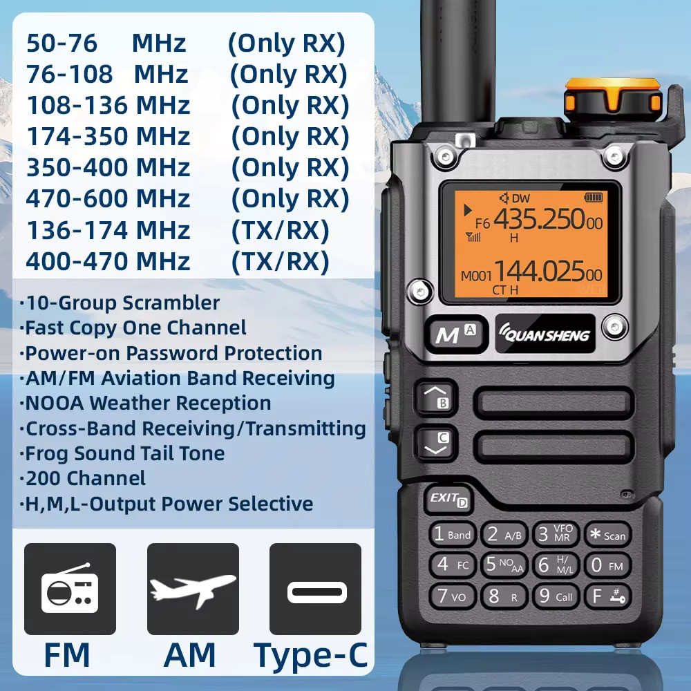 Quansheng UV K5 (8) Walkie Talkie Portable Am Fm Dua arah Radio Komutator Stasiun Amatir Ham Wireles