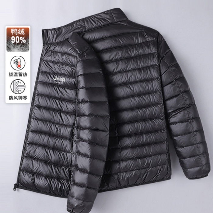 jaket waterproof pria  JEEP ringan dan hangat pakaian laki-laki trend baru berdiri kerah bebek bawah