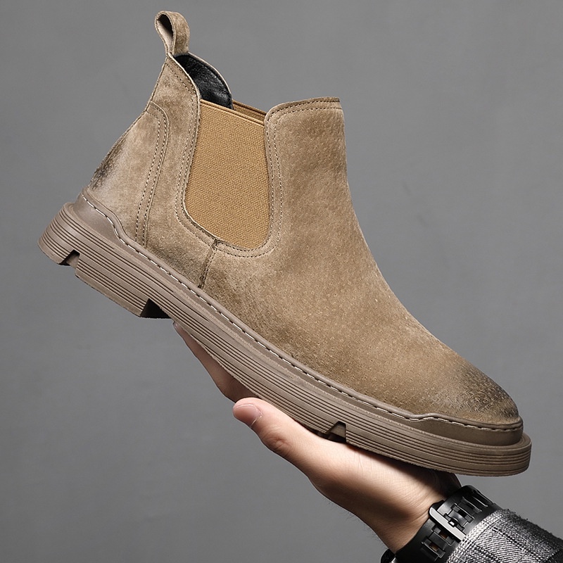 Sepatu Boots Pria Musim gugur Chelsea Real High Leather Shoes British Men's Martin Cowhide BootsFASH