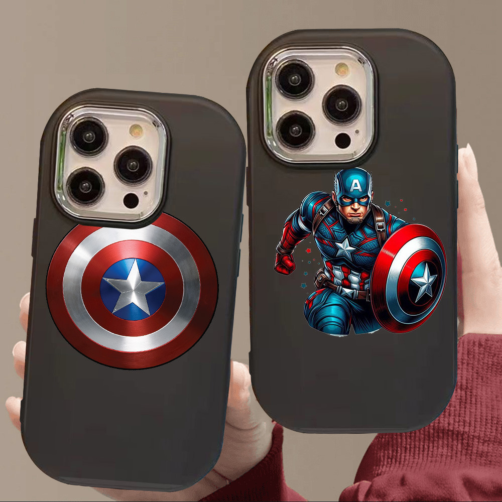 O-72 Captain America Hitam Silikon Casing untuk Realme 11 Pro C11 N53 C55 C67 C65 C63 C61 Note 50
