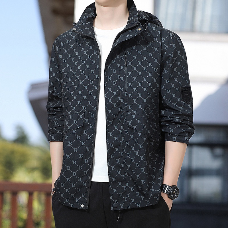 Jaket Pria [New Trend]  2023 Spring Men's Jacket Sport Kasual Men's Charge Coat Versatile Coat Plaid