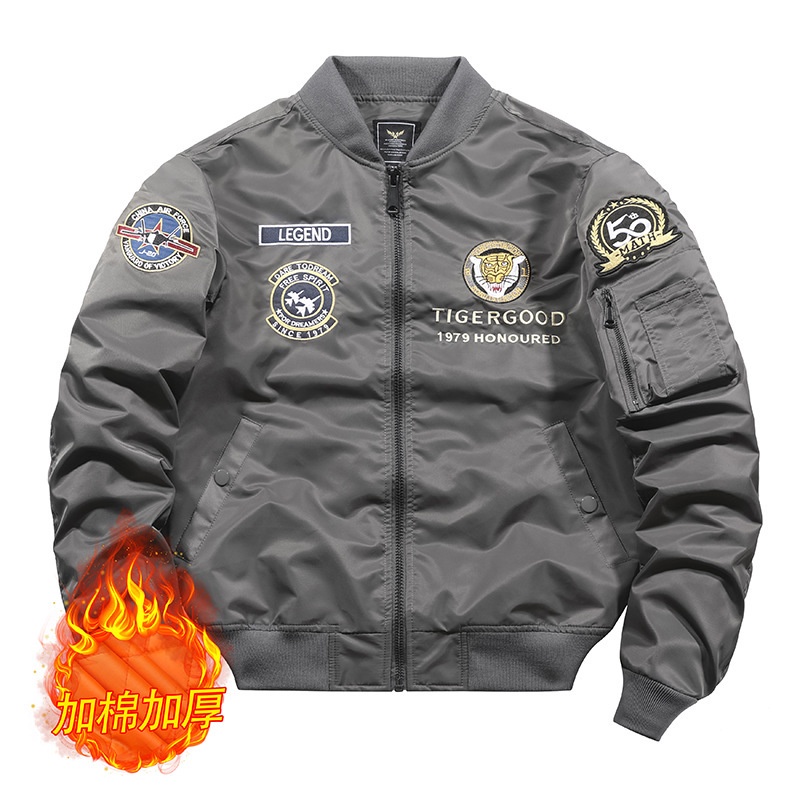 Jacket Varsity Pria Jaket terbang Angkatan Udara Ma-1 jaket pilot laki-laki oversized casual embroid
