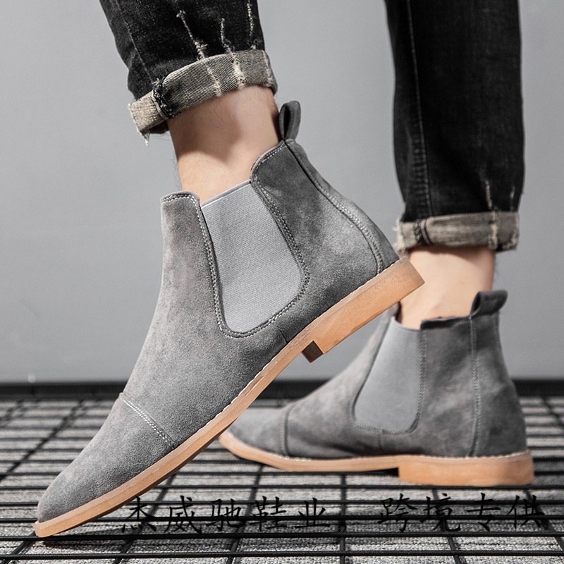 Sepatu Boots Pria Chelsea English High Martin Mid Top Pointed Short Shoes Autumn Men's BootsFASHION 