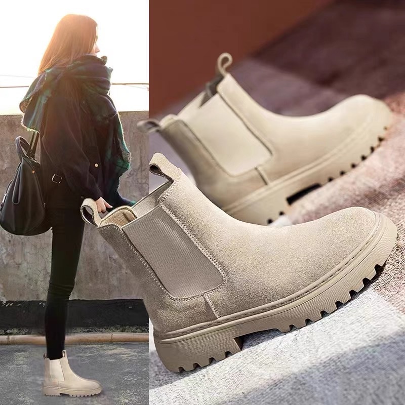 2023 Martin Boots Baru Gaya Inggris Wanita beku wanita, pantat pendek, perempuan, sepatu kulit