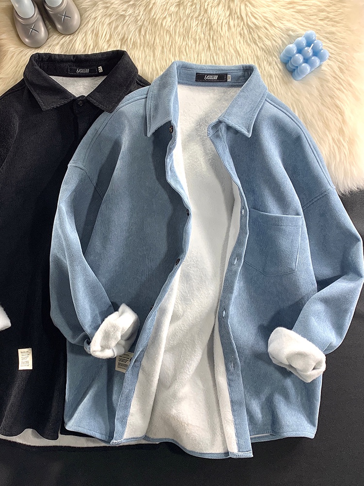 kemeja pria corduroy Kaos Corduroy pria panjang lengan musim semi dan musim gugur versi Korea seni s