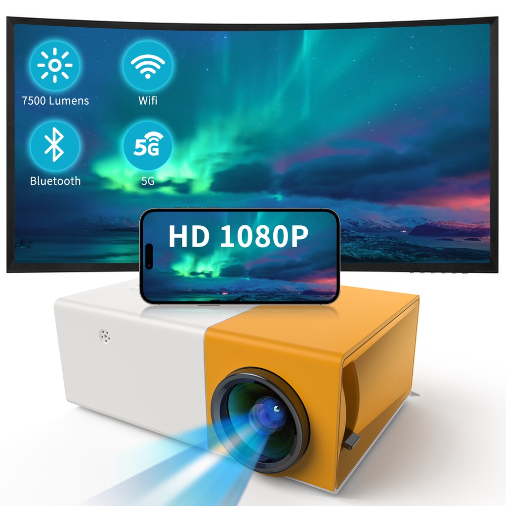 YG300PRO Telepon Mobil WIFI Satu Skrin Projektor Rumah LED Portable Mini HD 1080P