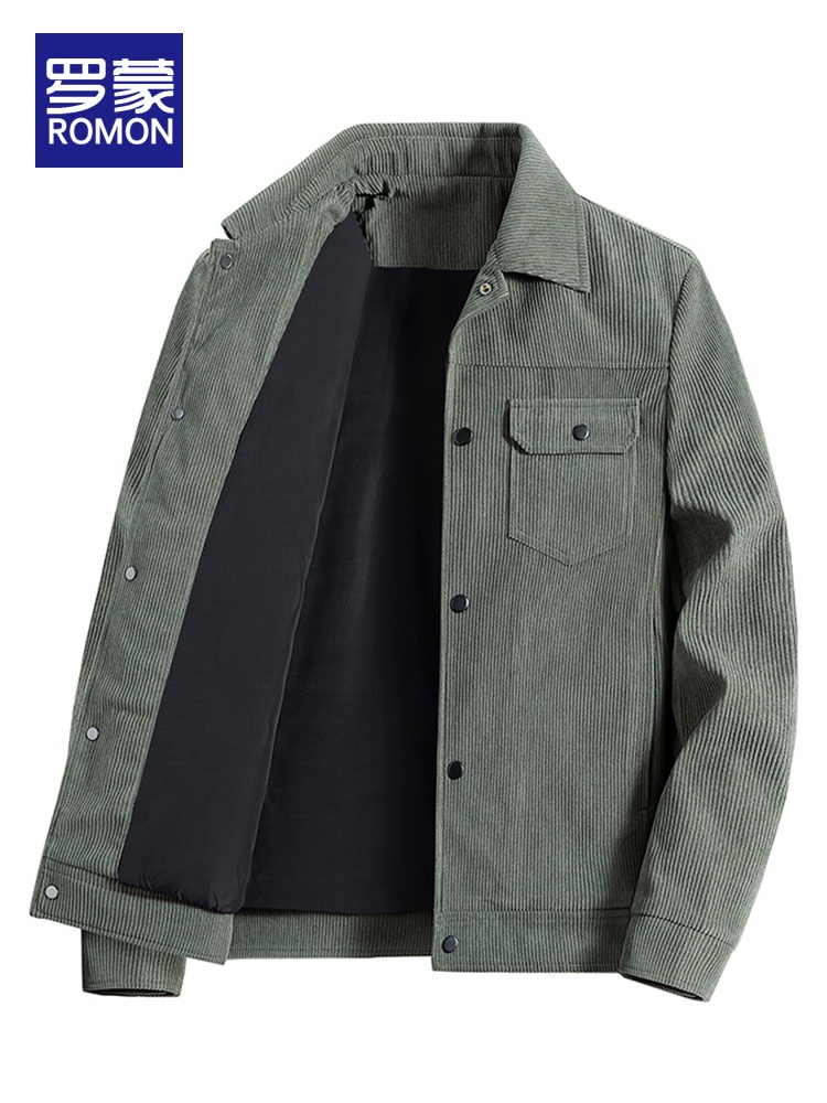 jacket pria keren  romon corduroy untuk gugur dan musim dingin jaket kerja baru, tebal hangat acak a