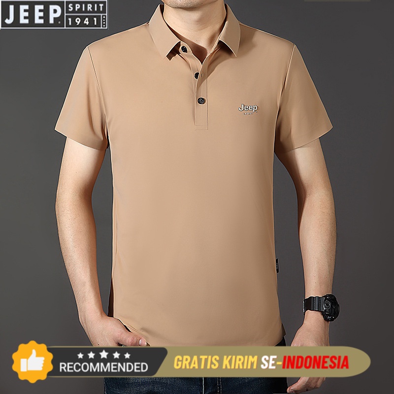 Kaos Polo Pria Korea Premium JEEP SPIRIT Tidur pendek T-shirt Men's Seamless Glued Trendy Polo Shirt