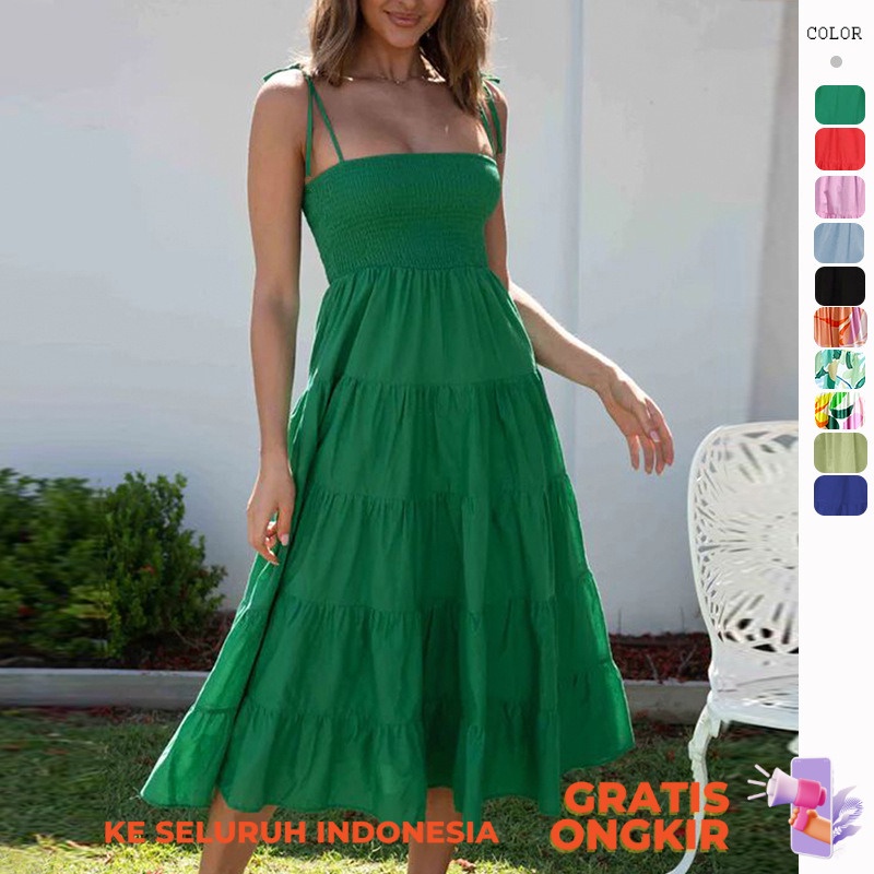 Pakaian Wanita   2023 Musim panas baru Spicy Girl High Waist Sleeveless Dicetak Off Shoulder Bohemia