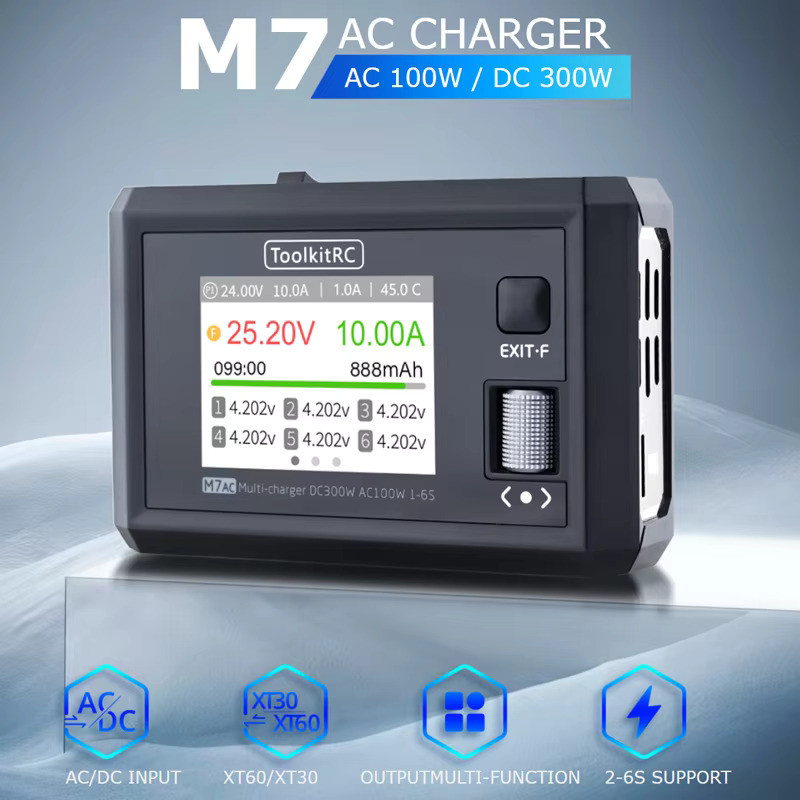 NEW ToolkitRC M7AC AC 100W / DC 300W Input XT60 XT30 Output 2-6S Lipo Battery Balance r for Model Ai
