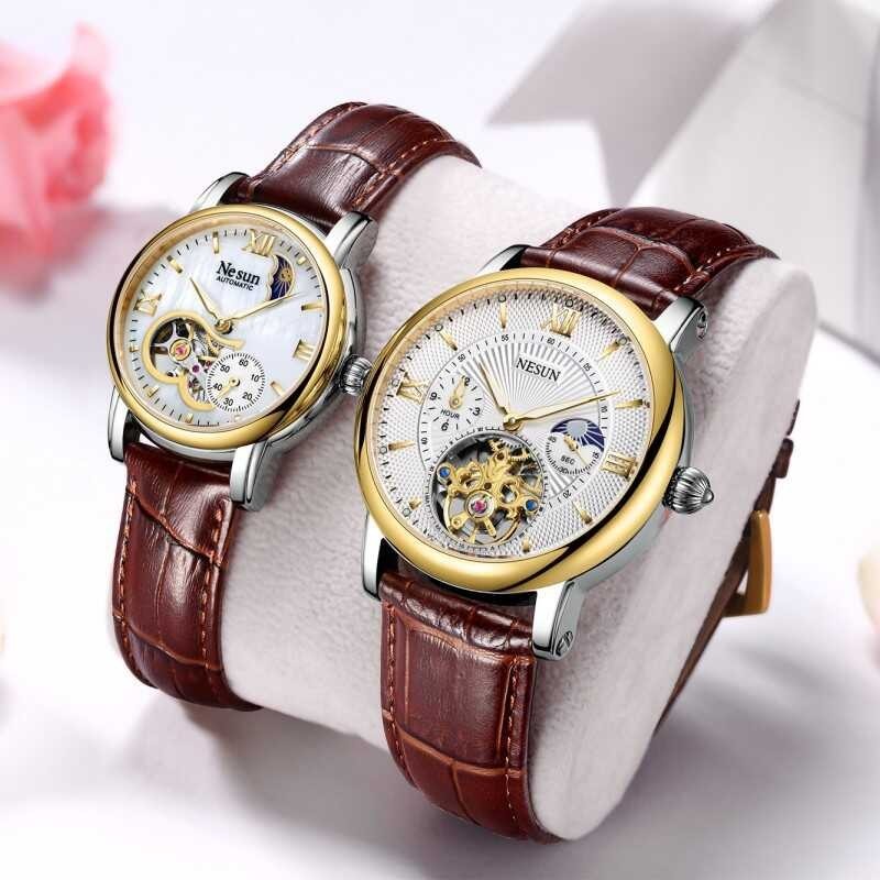 Nissan Hollow Flywheel Minimalist Temperature Night Glow Fully Automatic Mechanical Couple Watch 90
