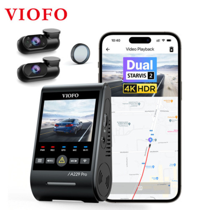 VIOFO A229 PRO 4K HDR Kamera mobil dengan SONY STARVIS 2 Sensor dukungan Cam Belakang dan Dalam Dash