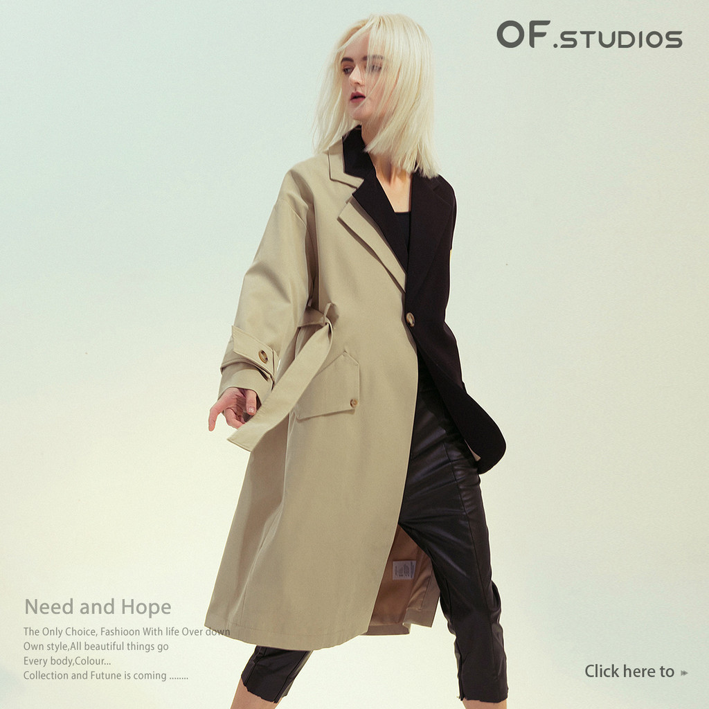 2024 Gaya British patchwork warna asimetris pakaian windbreaker pribadi jaket untuk wanita 1247