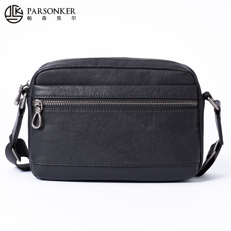 Tas trans tubuh minimalis musim gugur baru terbuat dari kulit asli, gaya horisontal, postman fashion