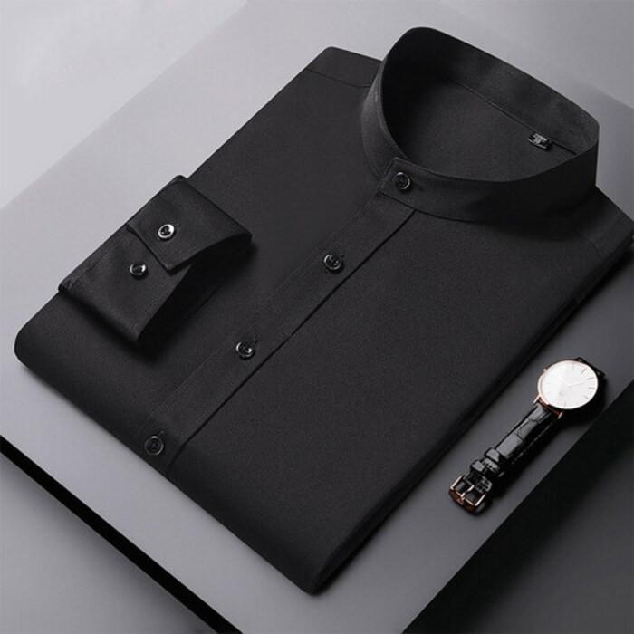 Kaos lengan orang  berdiri kaki panjang, serat bambu muda tanpa besi leher bulat, kaos Zhongshan CS8