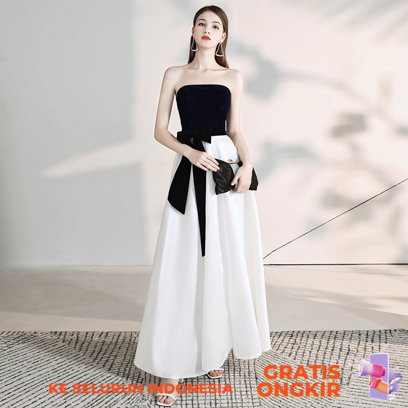 Gaun Malam  gadis berpakaian 2024 Peri baru aura Queen Style Banquet Perancis Host Panjang Pakaian M