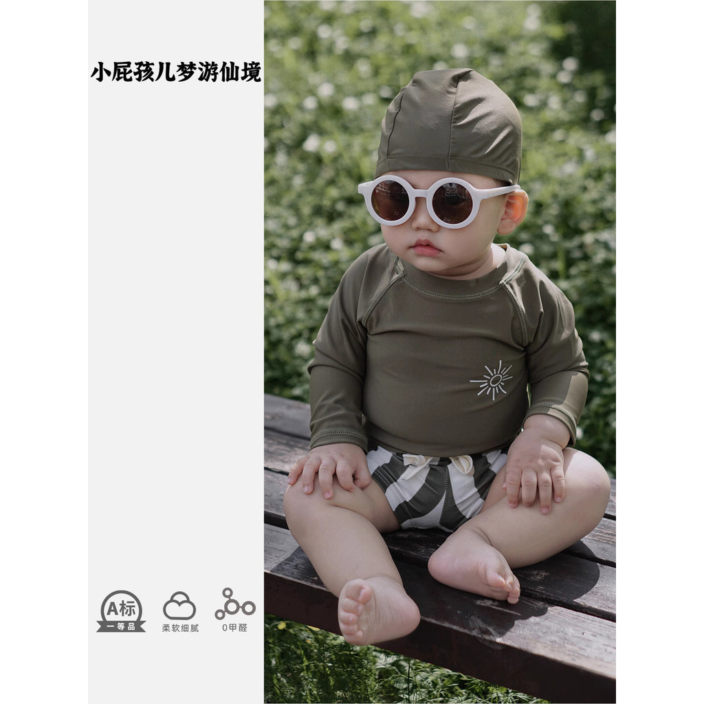 Pakaian 2024 lengan panjang bayi anak-anak pelindung matahari pengering cepat baju renang pantai ana