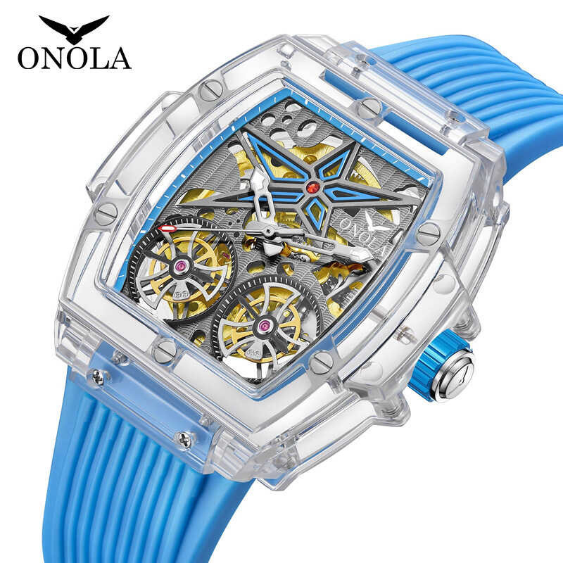 Orona/Onola Double Flywheel Fully Automatic Mechanical Men's Silicone Tape Waterproof Watch