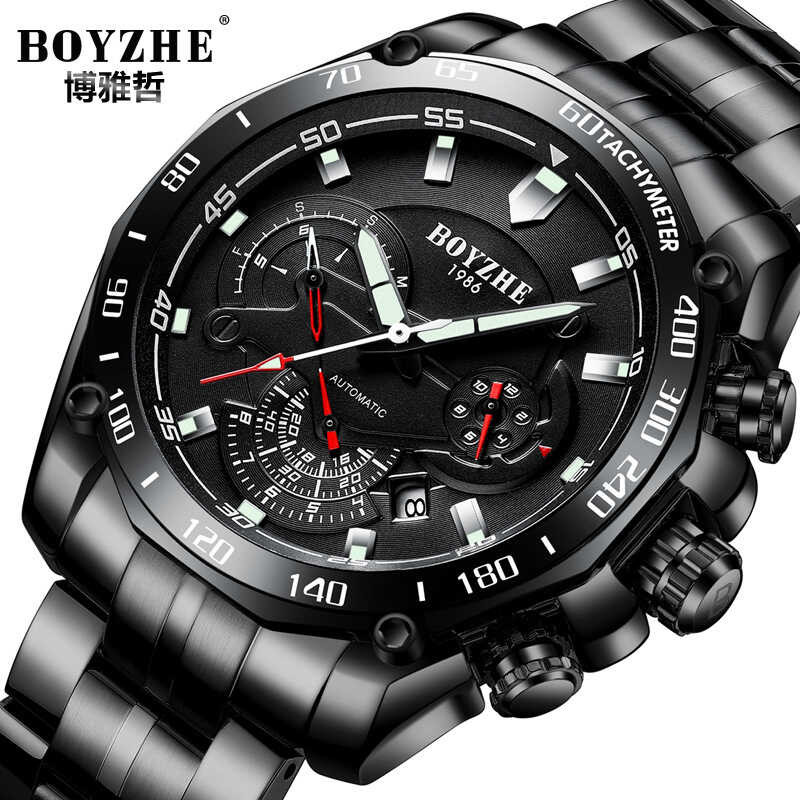 BOYZHE Fully Automatic Multifunctional Transparent Men's Mechanical Watch
