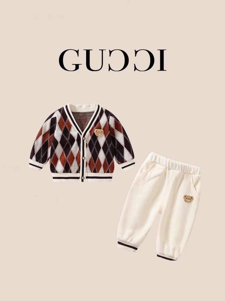 Pakaian musim semi anak 2024 baru trendi gaya rajutan sweater baju celana bayi satu tahun laki-laki 