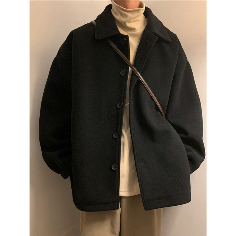 Jaket gaya Pi Shuai Korea, semi musim gugur, dewasa dan stabil, bulu hitam pria, jaket pendek