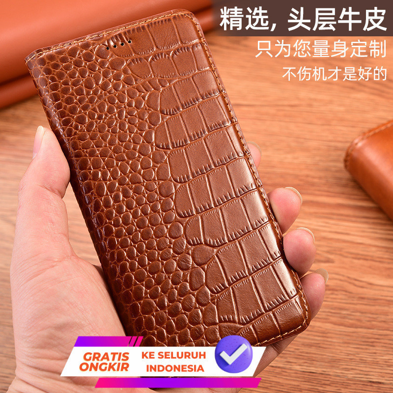 Case Lucu Note9Pro 5G telepon Redmi Note9S kulit asli 9T flip cover maksimum kasus protektif krokodi