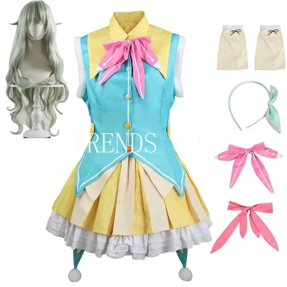 Kusanagi Nene kostum Cosplay, gaun Halloween, hiasan kepala, Wig pakaian untuk komik Con