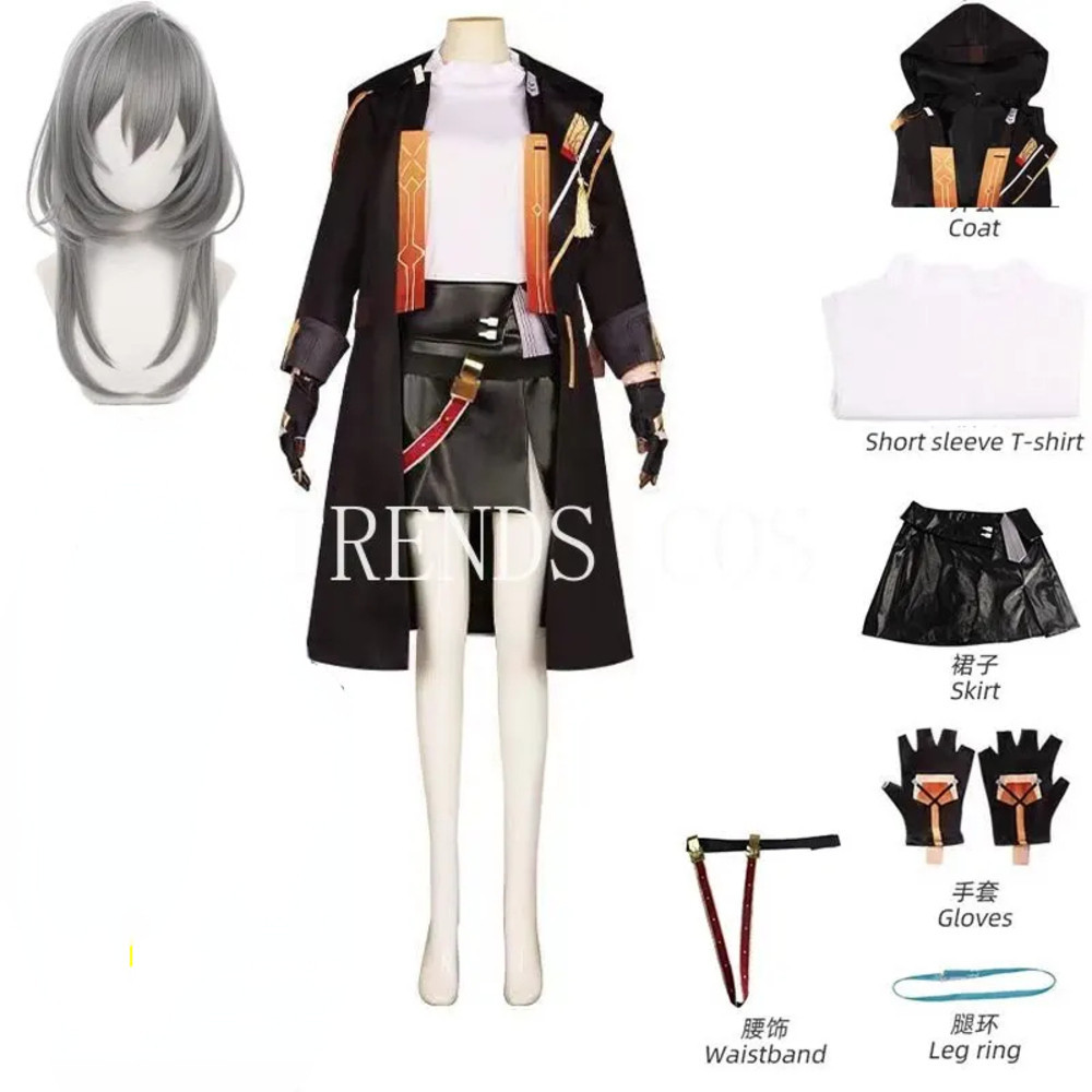 Female Cosplay Costume Suit Fancy Dress Big Size Trailblazer Trench Outfit Wig for Comic Con