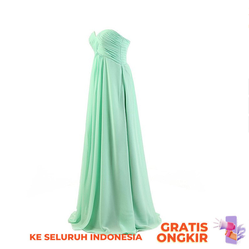 Gaun Malam  Gaya baru chiffon pengantin wanita malam gaun licin cocok slimming strapless evening dre