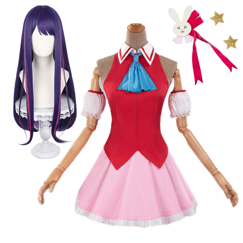 HOLOUN OSHI NO KO Anime Ai Hoshino Cosplay Costume Wig Lolita Dress Stage Skirt Bunny Hairpin Rose N