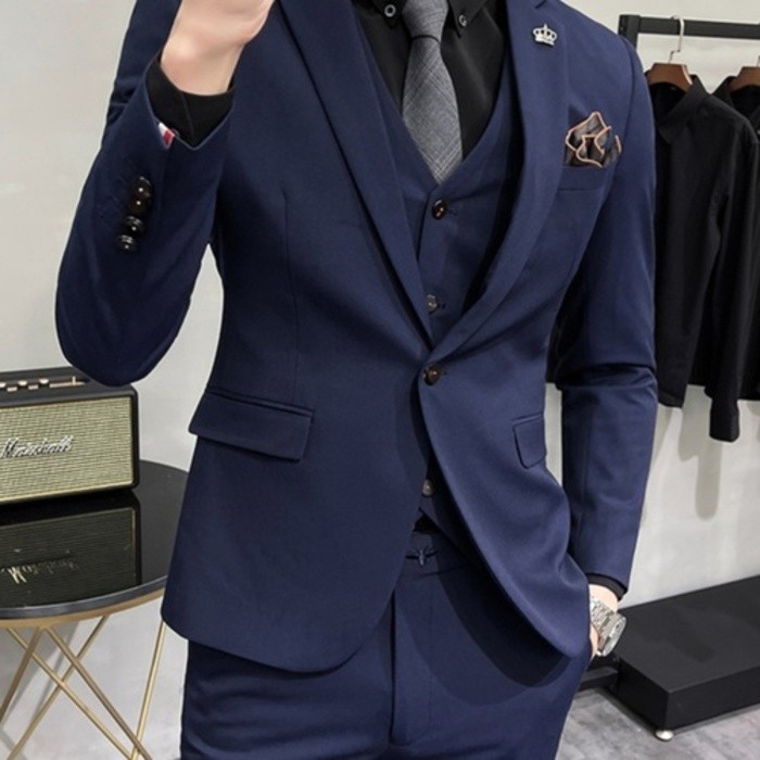 Jas Pria untuk pengantin pria, gaun pernikahan, cocok licin, gaya Inggris, versi Korea, jaket pest