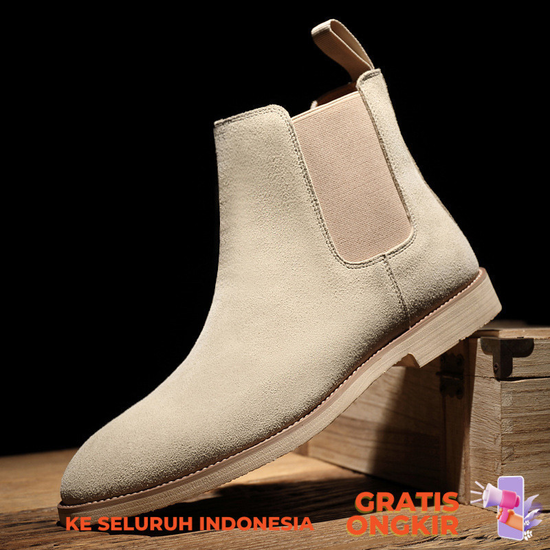 Sepatu Boots Pria Casual  Chelsea Large 45 46 Real Leather Autumn and Winter British Martin Boots Me