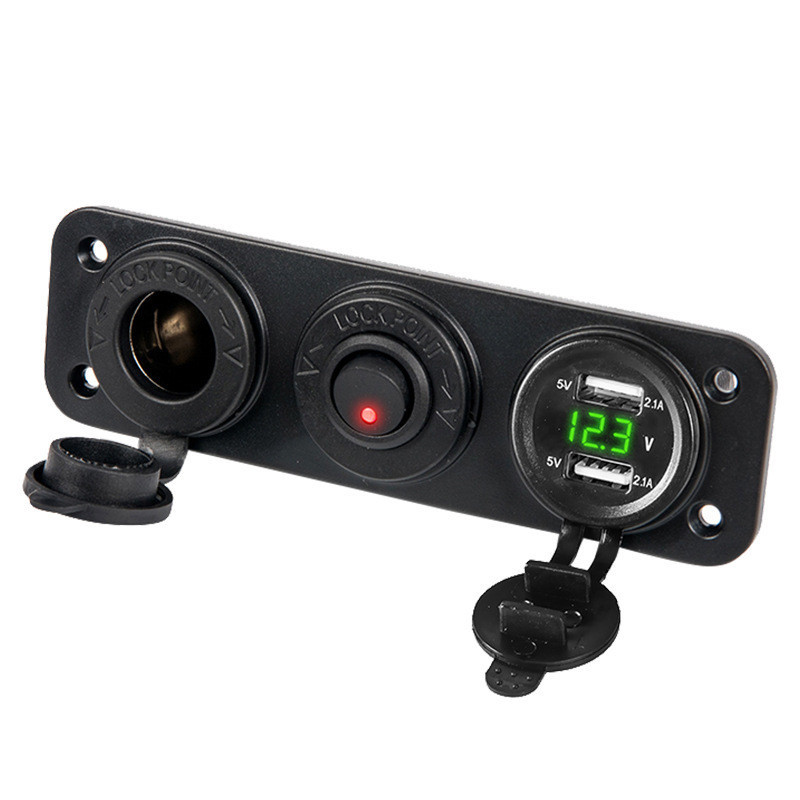 Pencari mobil diubah dengan dua voltmeter USB, satu klik memulai aksesori pencerah rokok yang cocok 