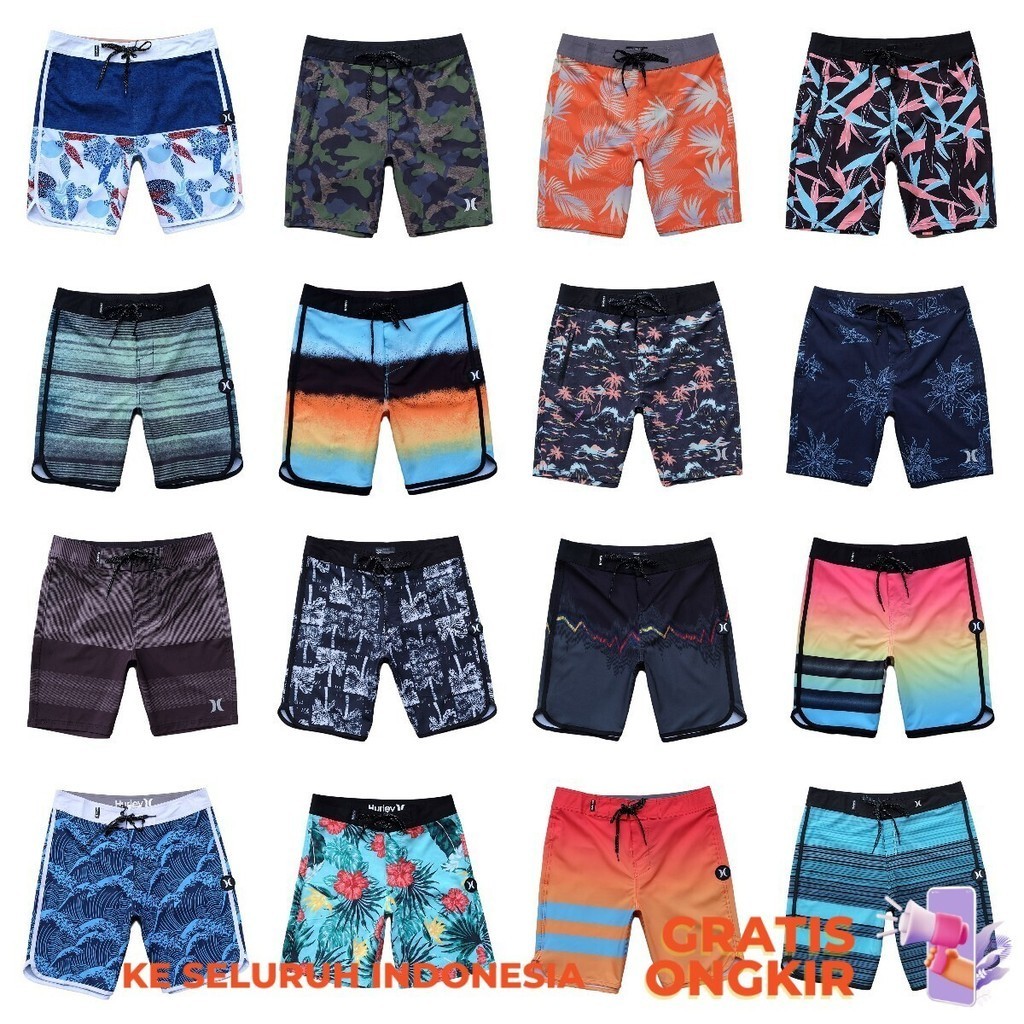 Celana Pendek Pria  Hurley cepat kering untuk pria musim panas besar celana pendek fitness pantai bi