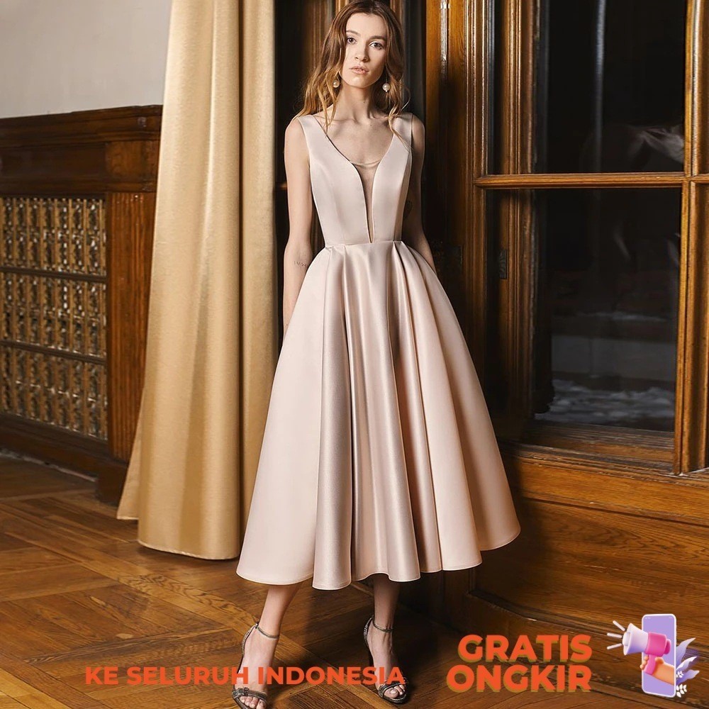 Gaun Malam  Ball Sleeveless Sexy Evening Deep V Backless Party Elegance A-line Long Dress Spring  Im