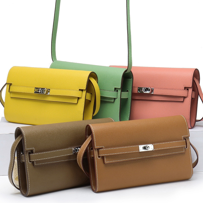 Pelayan kulit asli baru Kelly Women's Palm Pattern Cowhide Underarm Single Shoulder Crossbody Bag Po