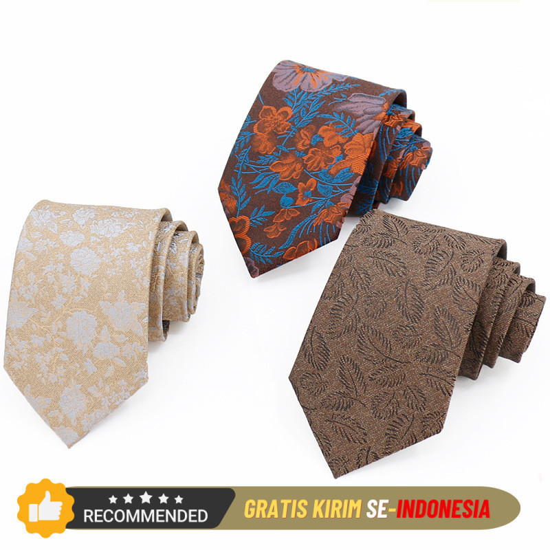 Dasi Kantor Laki Import  Ikat orang Inggris formal 8 cm kopi trendy warna bunga besar bisnis biasa g