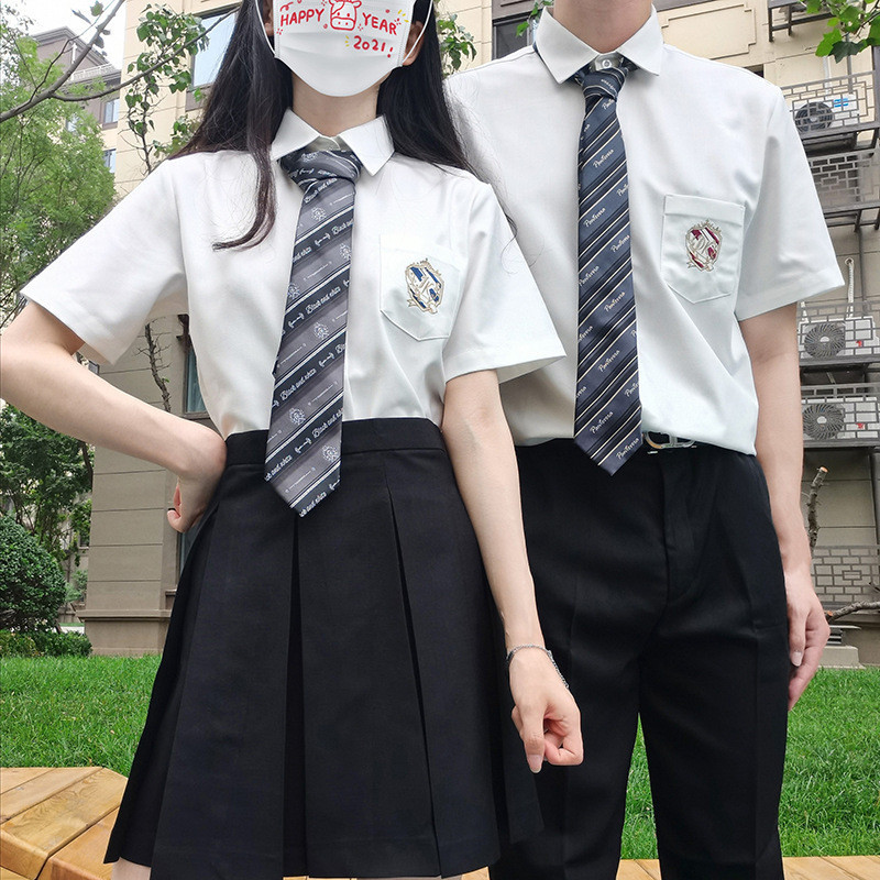 Uniform JK/DK tenggelam di laut/Zhuoyuan Embroidered Long Short Shirt Academy School Couple Men's an