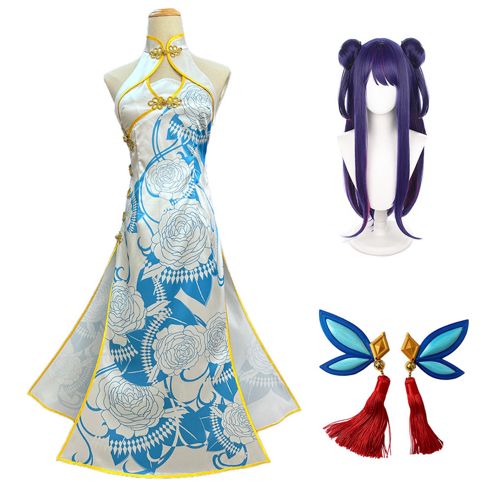 HOLOUN OSHI NO KO Anime Ai Hoshino Cosplay Costume Wig Cheongsam Chi-pao Sleeveless Dress Hair Acces