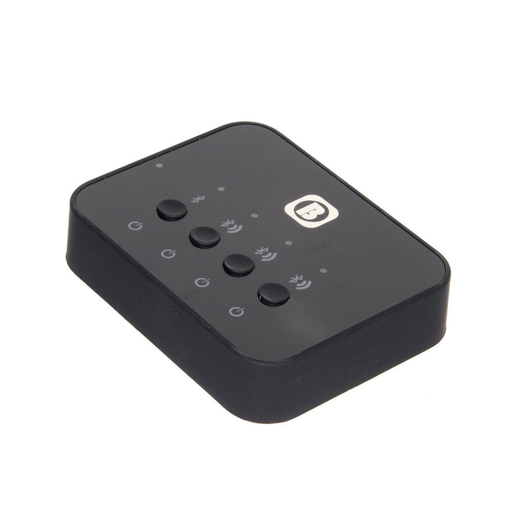 Adapter Bluetooth BW107 mengeluarkan sampai tiga penerima audio Bluetooth, dua dalam satu suara ster