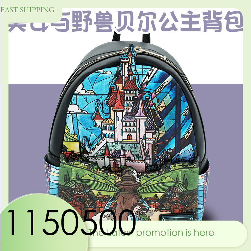 Tas Ransel Wanita  Loungefly Co menandai Beauty and Beast Princess Bell Backpack Girl Schoolbag Wome