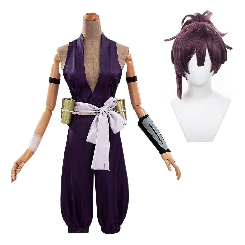HOLOUN Jigoku Raku Paradise Neraka Anime Yuzuriha Cosplay Costume Wig Carnival Festival Purple Unifo