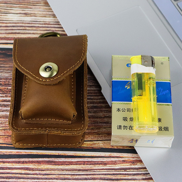 Kulit asli kuda gila kulit kreatif kotak lebih ringan saku dengan sabuk magnetik buckle gaya tas pen